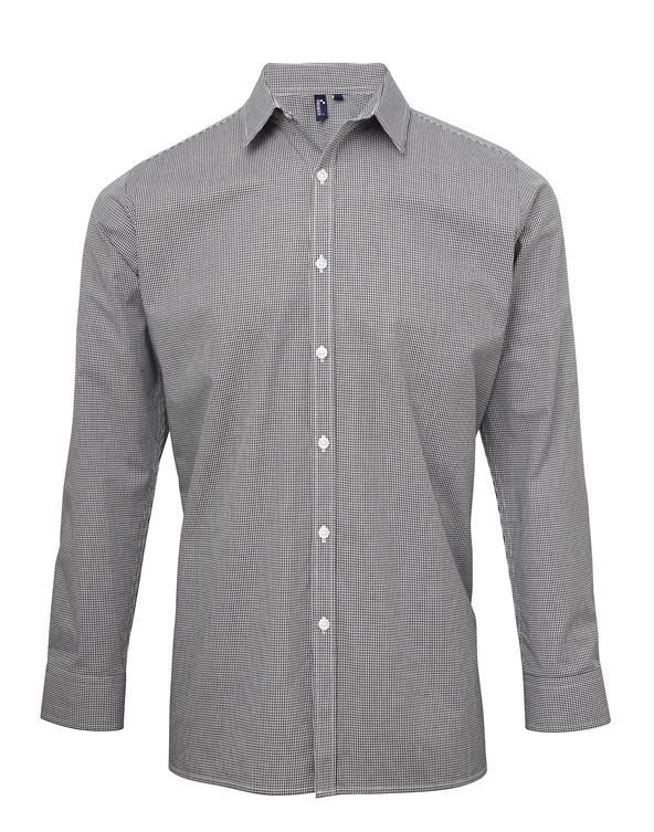 Artisan Collection by Reprime Mens Microcheck Gingham Long-Sleeve Cotton Shirt 